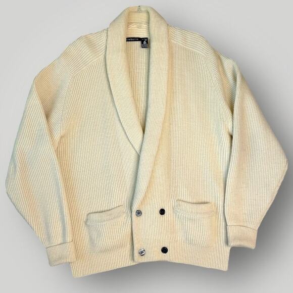 Claiborne Vintage 100% Wool Oversized Cardigan Sweater Shawl Women Size L Beige - Picture 1 of 12